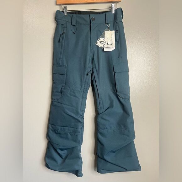 Boys Volcom cargo insulated pants straight leg size large teal winter activities - Picture 3 of 8